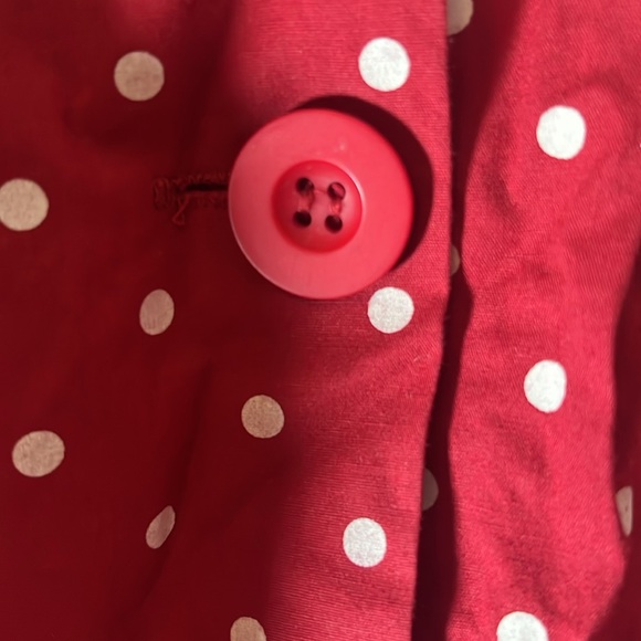 Forever 21 red dress white polkadots button front tie waist. Shirt dress - Picture 3 of 6